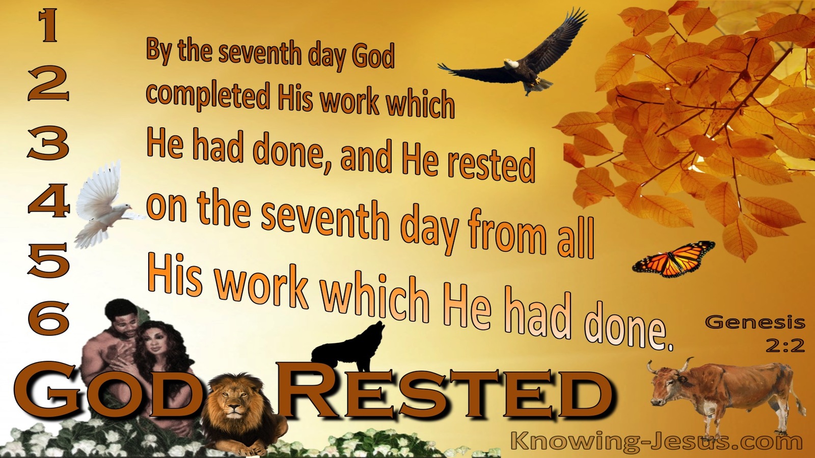 Genesis  2-2 God Rested On The Seventh Day (orange)